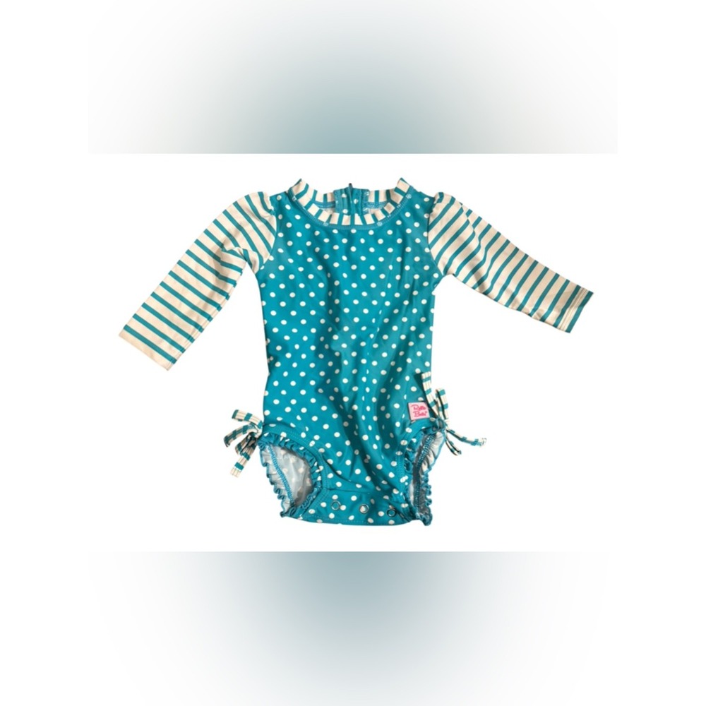 Ruffle Butts Teal Polka Dot Swim Suit